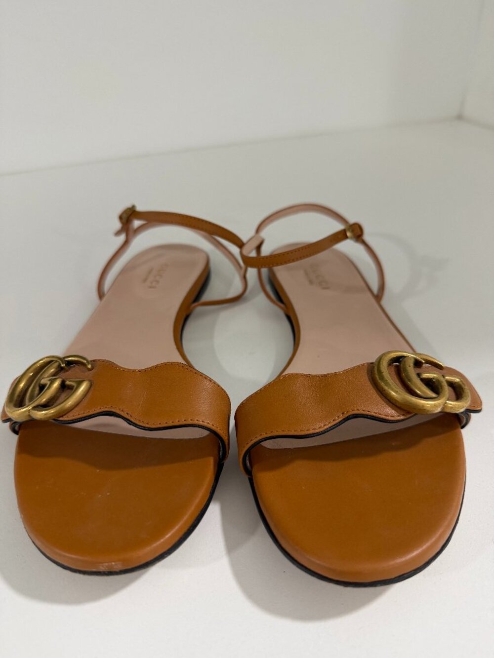 Gucci Brown Leather GG Sandals